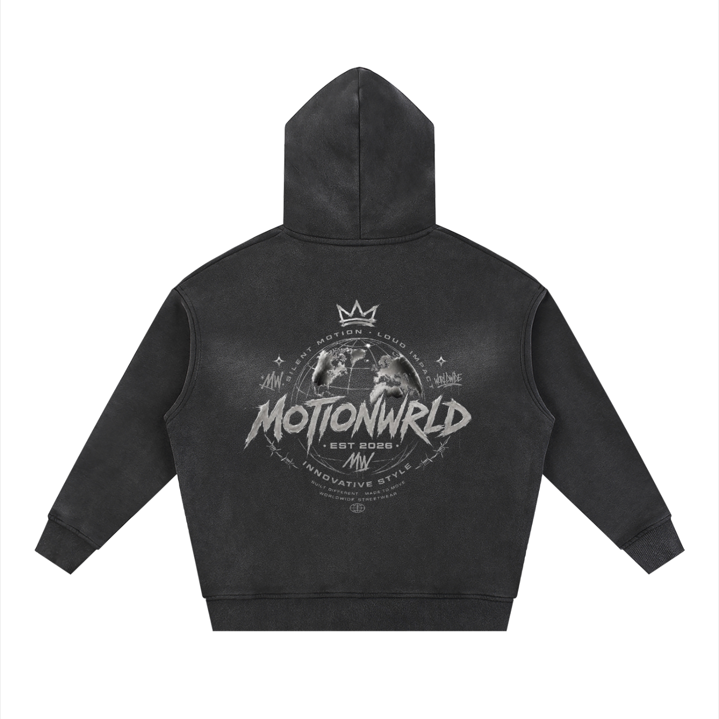 Motion Wrld Two-way Zipper Boxy Fleece Hoodie