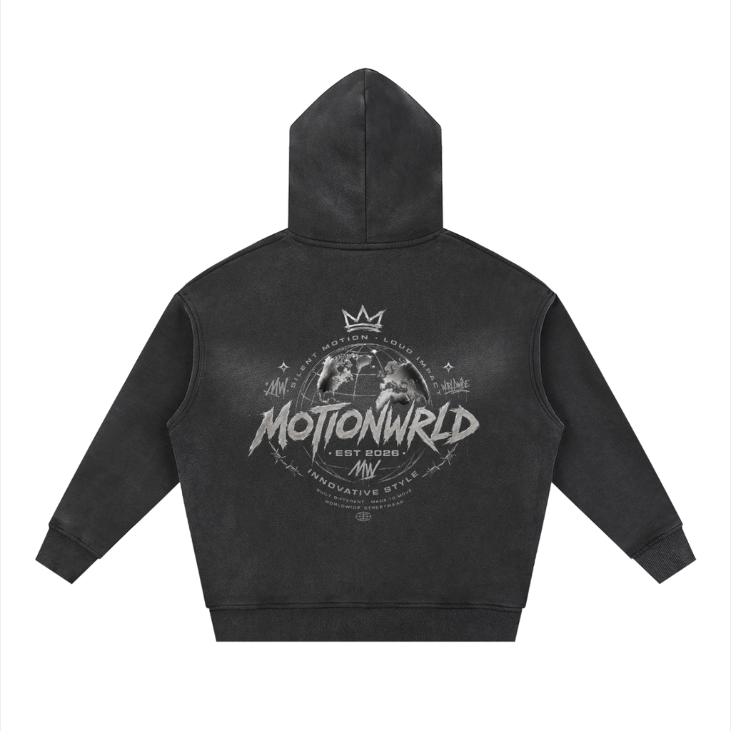 Motion Wrld Two-way Zipper Boxy Fleece Hoodie