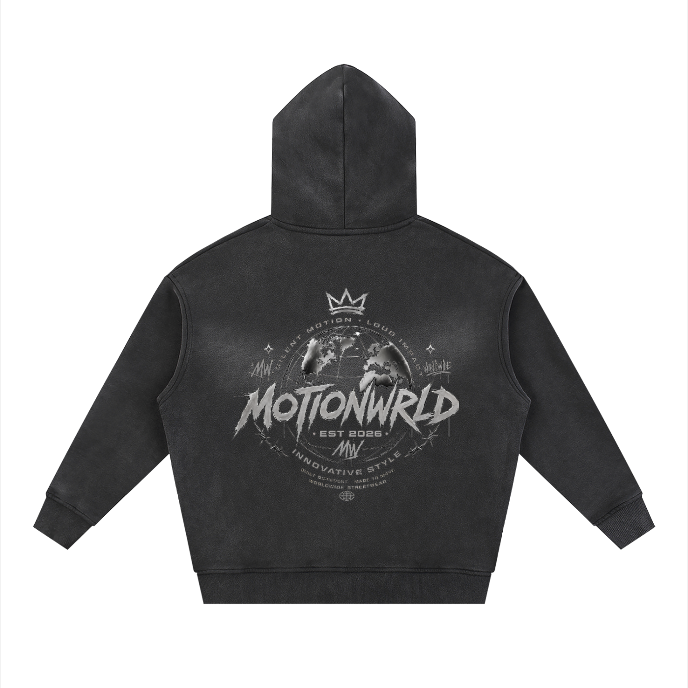 Motion Wrld Two-way Zipper Boxy Fleece Hoodie