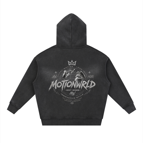 Motion Wrld Two-way Zipper Boxy Fleece Hoodie