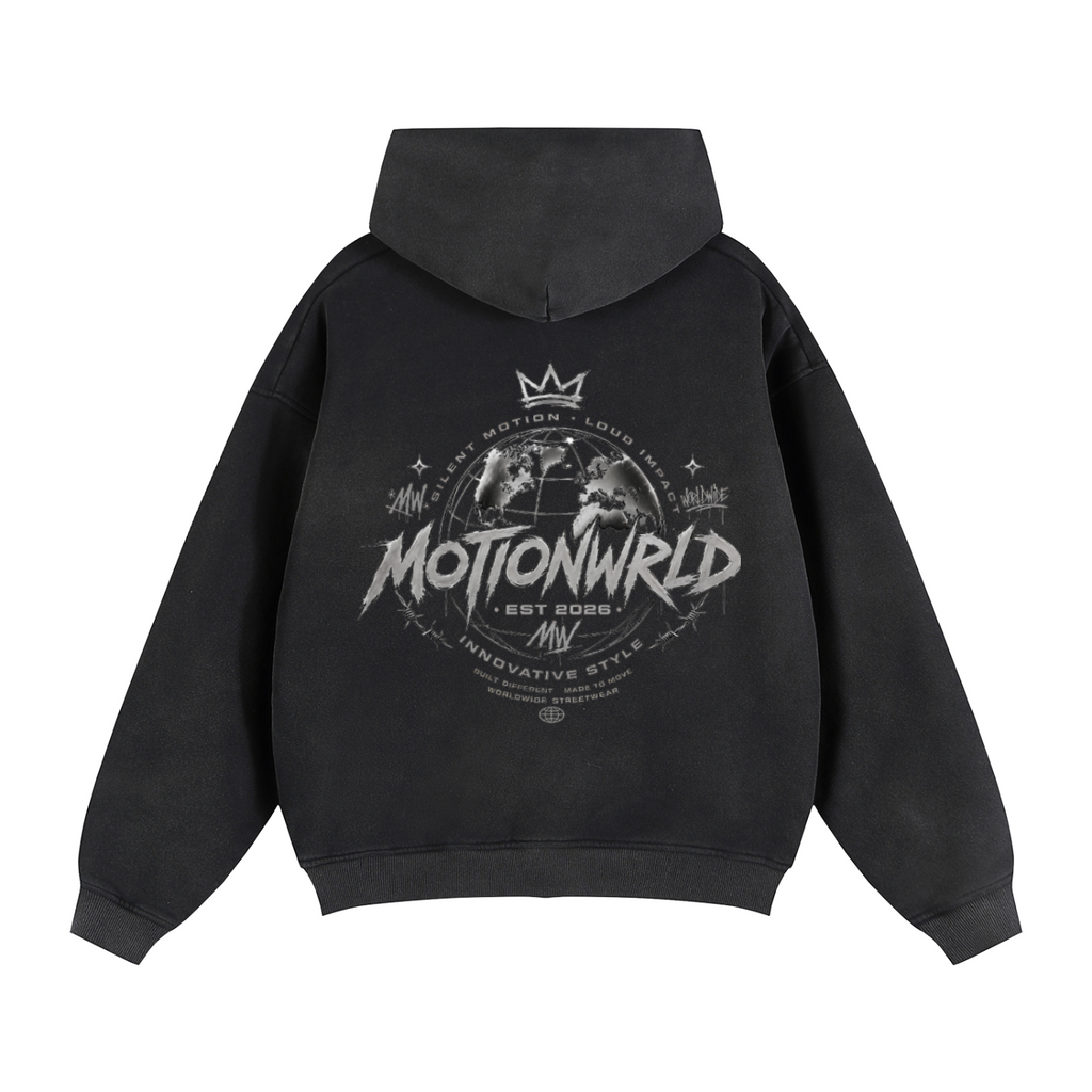 Motion Wrld Two-way Zipper Boxy Fleece Hoodie
