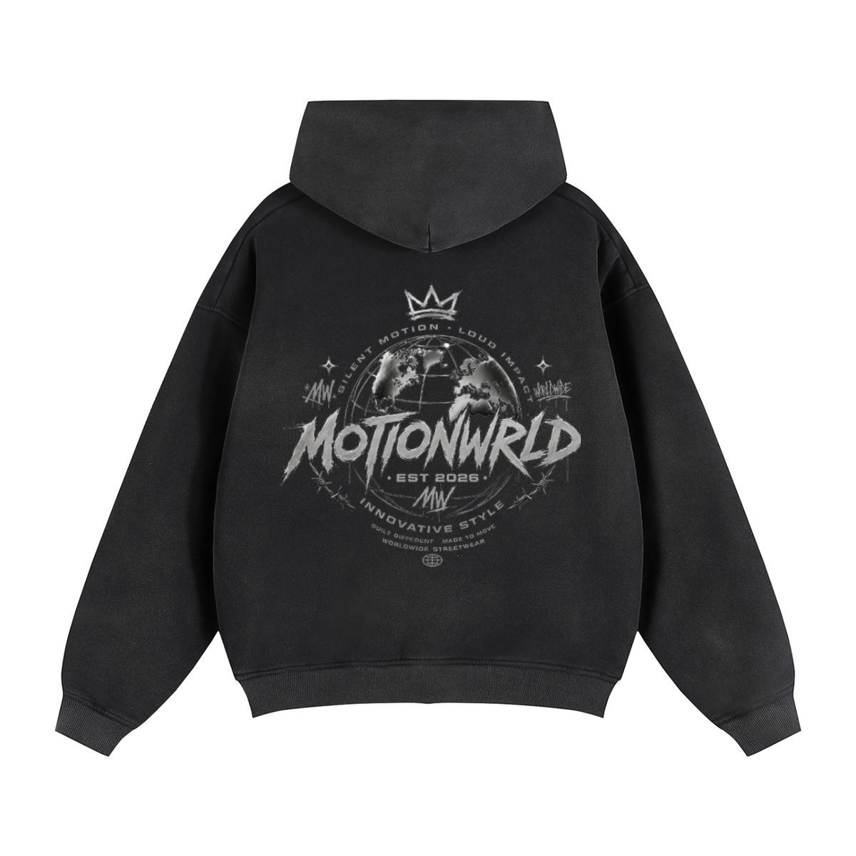 Motion Wrld Two-way Zipper Boxy Fleece Hoodie